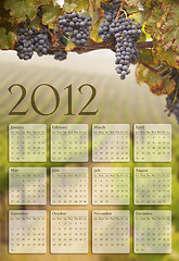 Image showing 2012 Calendar with Grape Vineyard Background