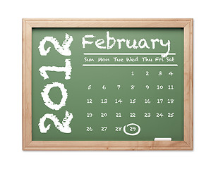 Image showing February 2012 Calendar on Green Chalkboard