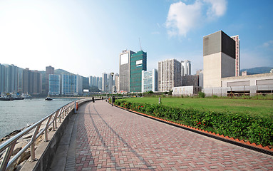 Image showing jogging path beside the coast