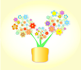 Image showing Abstract Flower In Pot, Flowerpot Background vector