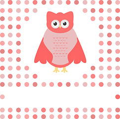 Image showing cute owl card. Baby girl arrival announcement card