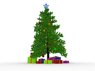 Image showing christmas tree and many gifts