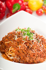 Image showing spaghetti pasta with bolognese sauce