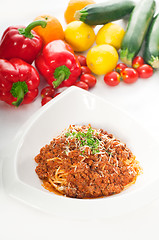 Image showing spaghetti pasta with bolognese sauce