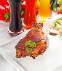 Image showing original German BBQ pork  knuckle