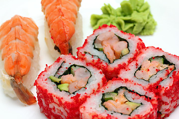 Image showing rolls and sushi close-up