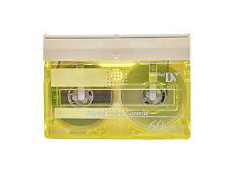 Image showing Yellow mini DV cassette on white background