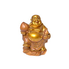 Image showing Statuette of a smiling golden Buddha