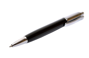 Image showing Black ballpoint pen on a white background