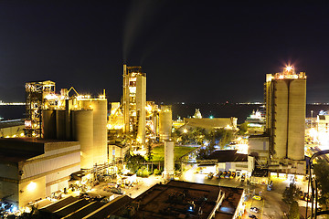 Image showing cement factory at night