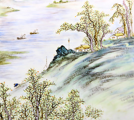 Image showing asian traditional painting of landscape