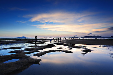 Image showing beach and sea sunset in Pak Nai , Hong Kong