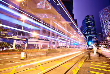 Image showing traffic light stream and highrise bulidings