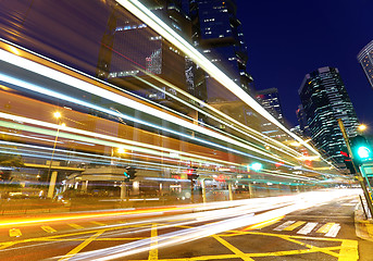 Image showing light trails in city at night