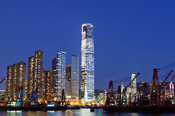 Image showing Hong Kong harbour with working ship