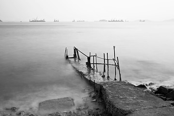 Image showing Jetty on sea at sunset