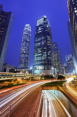 Image showing traffic downtown at night