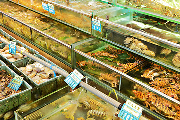 Image showing Seafood for sale at restaurant in Hong Kong