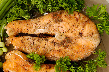 Image showing Appetizing fried salmon