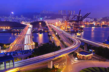 Image showing Cargo Terminal and highways in Hong Kong