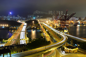 Image showing Cargo Terminal and highways in Hong Kong