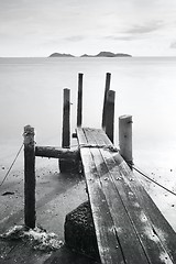 Image showing pier go into sea , black and white