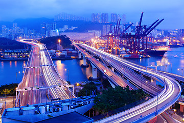 Image showing Cargo Terminal and highways in Hong Kong