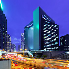 Image showing building at night in hong kong