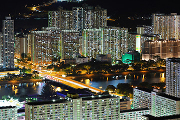 Image showing apartment building at night