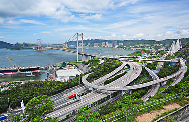 Image showing Tsing Ma Bridge in Hong Kong