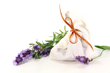 Image showing Lavender flowers with bag