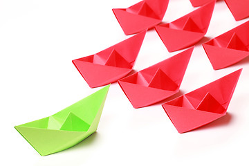 Image showing Colored paper boats