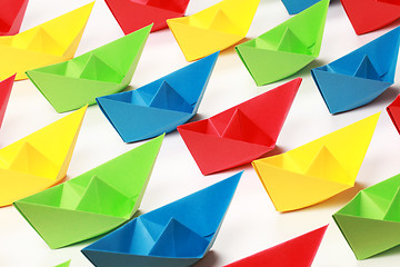 Image showing Colored paper boats