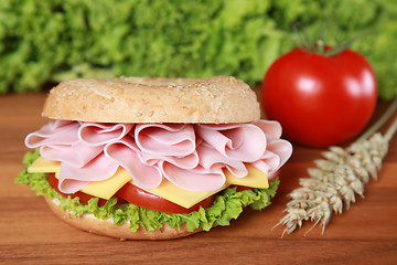 Image showing Bagel with ham