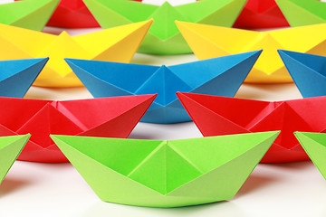 Image showing Colored paper boats