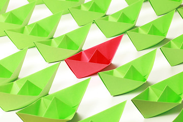 Image showing Colored paper boats