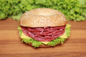 Image showing Bagel with Salami