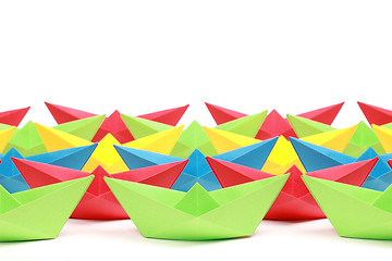 Image showing Colored paper boats