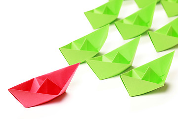 Image showing Colored paper boats