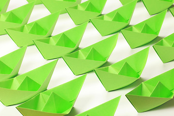 Image showing Green paper boats