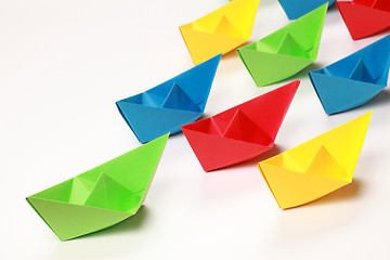 Image showing Colored paper boats