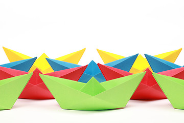 Image showing Colored paper boats