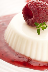 Image showing Vanilla panna cotta with berry sauce