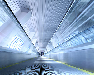 Image showing moving horizontal escalator