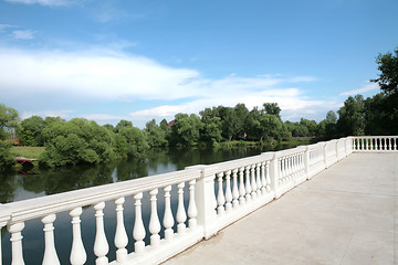 Image showing country landscape with white balustrade