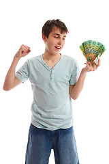 Image showing Happy teenager with cash