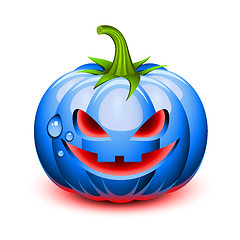 Image showing Halloween blue pumpkin face