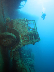 Image showing Diver at the Zenobia wreck