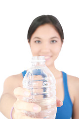 Image showing girl hold bottle of pure still drinking water nutrition facts