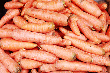 Image showing A background of the fresh young carrots.